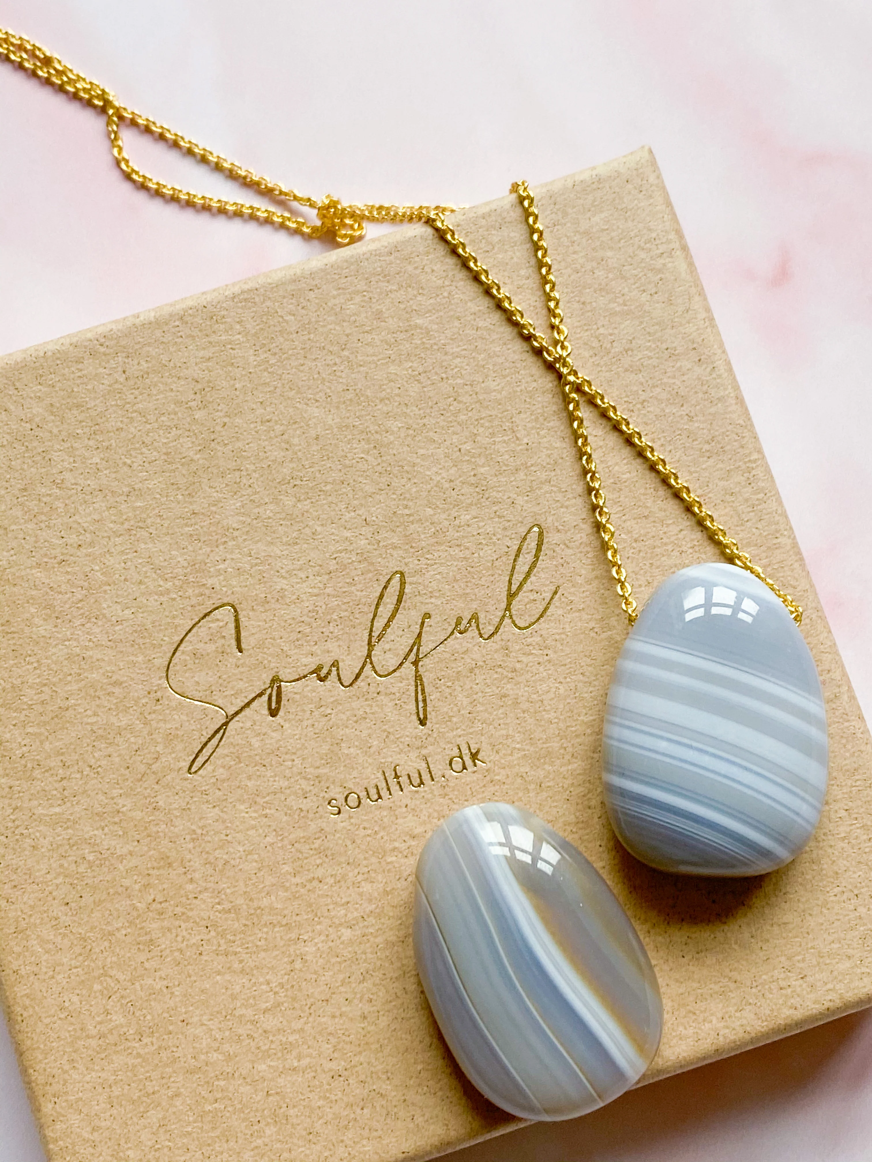 Naturlig Agat Drop Halskæde - Image 3