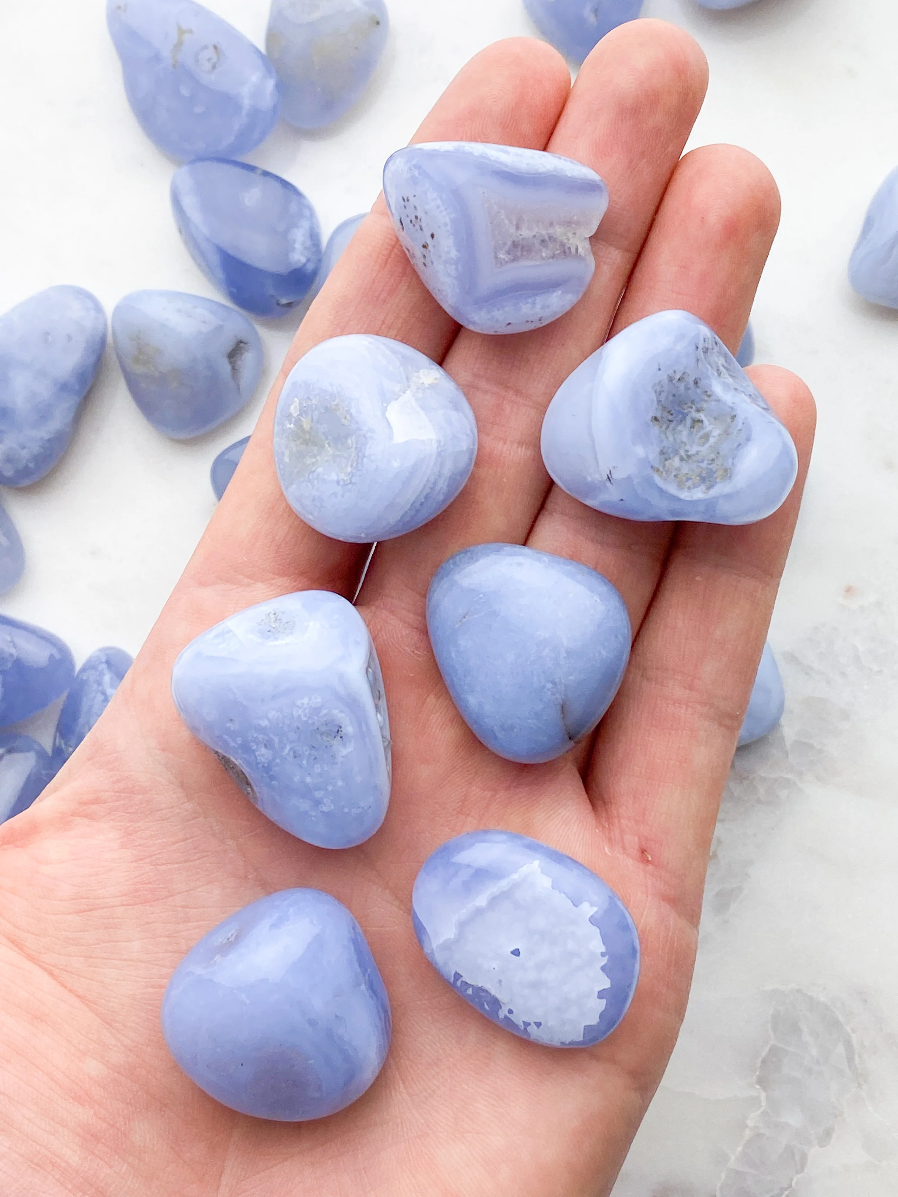 Blå Chalcedon / Blonde Agat Poleret - Image 3